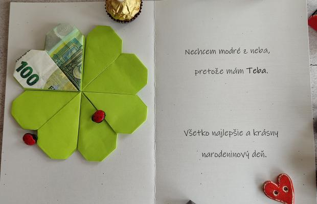 Ako darovať peniaze: Štvorlístok z bankovky, návod, Tvorenie z papiera, Dasa_