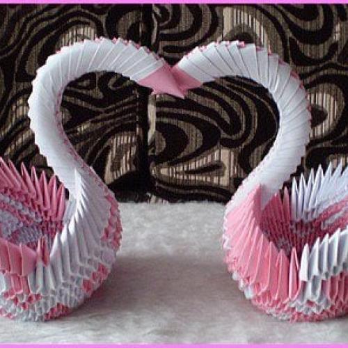 3D origami labute na svadobný stôl