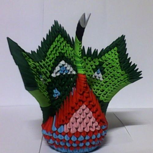 origami 3D páv