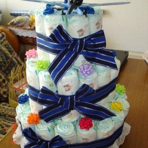 Torta z plienok s lietadlom