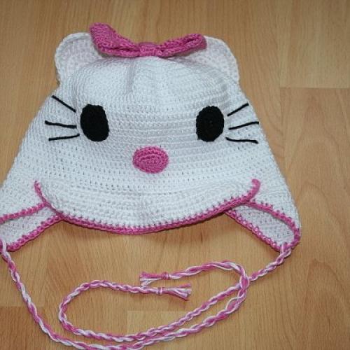 Háčkovaná čiapka Hallo Kitty pre slečnu