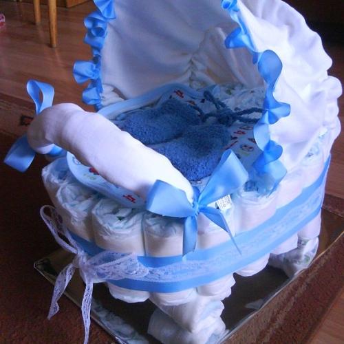 Plienková torta pre chlapca - kočiar