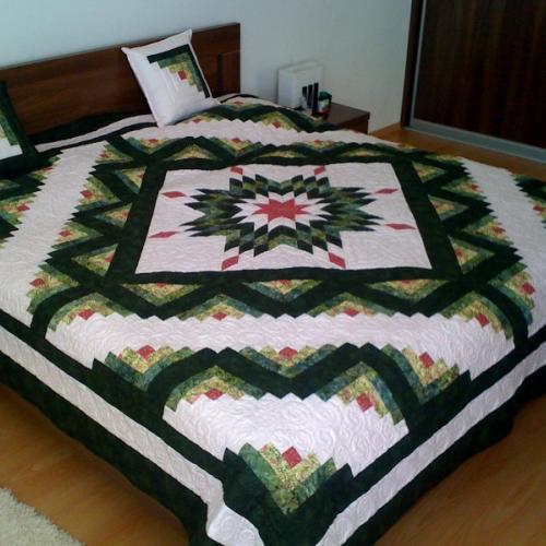 Log cabin Lone star Quilt - svadobný dar sestre