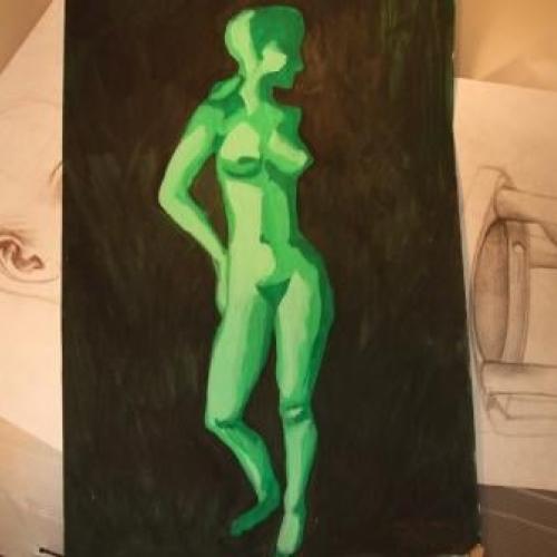 Woman in green