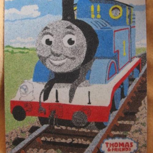 Vláčik Thomas - obrázok z farebného piesku