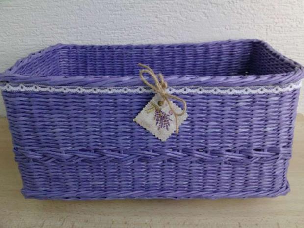 kôš 40x25x18 cm... ako ináč, než fialový :D, Papierové pletenie kôš 40x25x18 cm... ako ináč, než fialový :D, Papierové pletenie, Zdenka 0705, 1