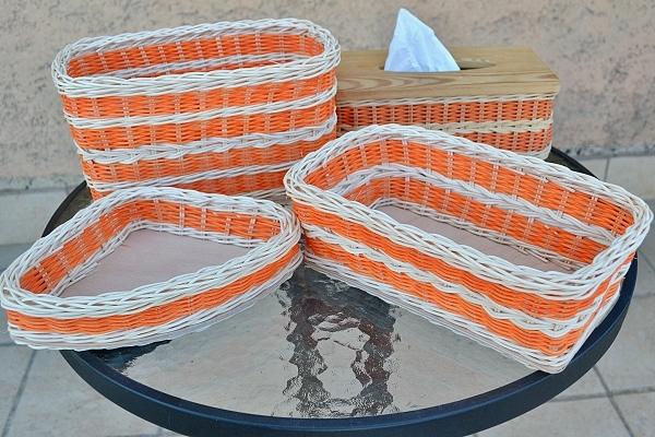 oranžová sada do obývačky, Pletenie z pedigu oranžová sada do obývačky, Pletenie z pedigu, adriana842, 1