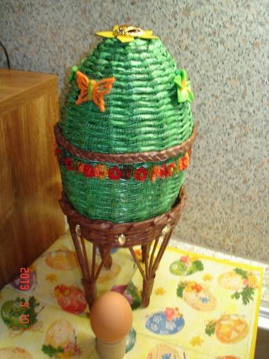 Vajíčko z papletu zelené otváracie 20cm, Papierové pletenie Vajíčko z papletu zelené otváracie 20cm, Papierové pletenie, Matty, 1