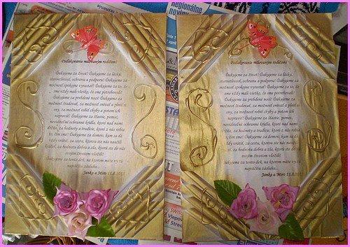 Poďakovanie rodičom, Pohľadnice, Scrapbook, Quilling, janka121988, 1
