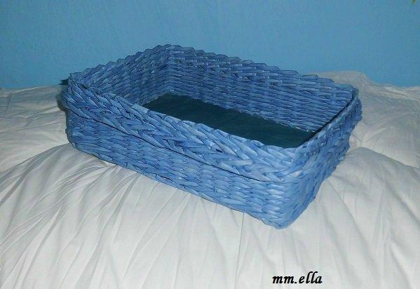 modry košik, Papierové pletenie modry košik, Papierové pletenie, mm.ella, 1