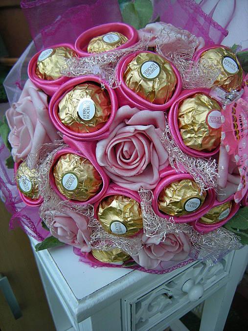 Sladká kytica z bonbónov ferrero rocher., Aranžovanie, slavka280, 1