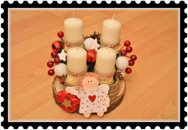 Adventný "venček" na dreve s usmievavým anjelikom :-), merika4, 1