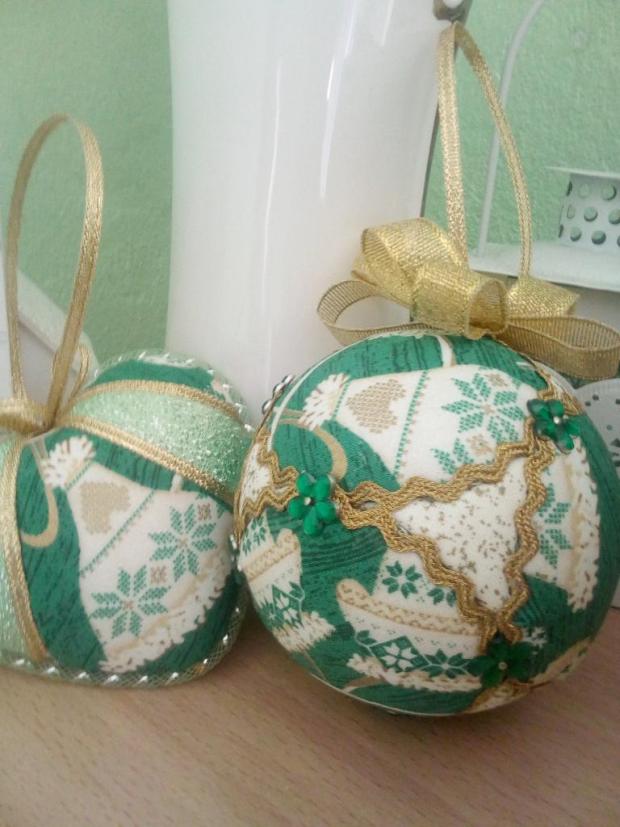 Zeleno biele vianočné ozdoby, Falošný patchwork, Maria15, 1