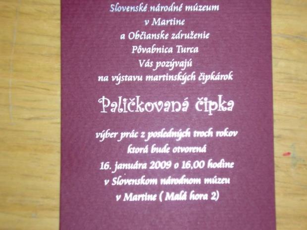 pozvánka na výstavu - paličkovaná čipka, Paličkovanie, dalia, 1