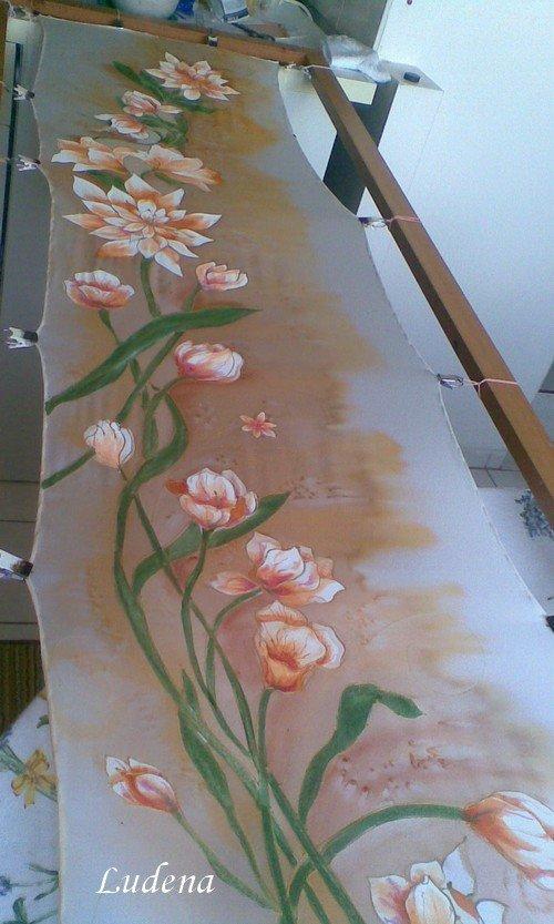 podzimní melancholie, Maľovaný textil podzimní melancholie, Maľovaný textil, ludena, 1
