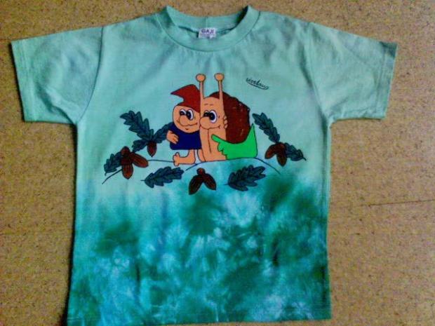 Slimák Maťo a škriatok Klinček-Tričko, Maľovaný textil, Iveta, 1