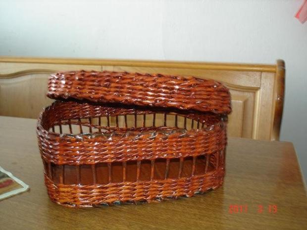 Košík s vrchnákom, Papierové pletenie, Matty, 1