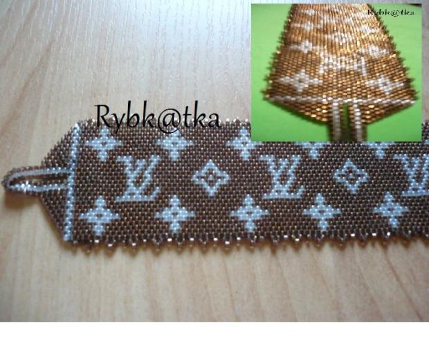 LV naramok v peyote., Korálky LV naramok v peyote., Korálky, rybkatka, 1