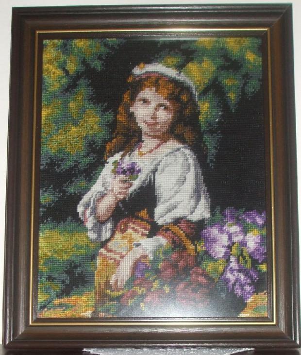 Dievcatko s kosikom, Vyšívanie Dievcatko s kosikom, Vyšívanie, Rena, 1