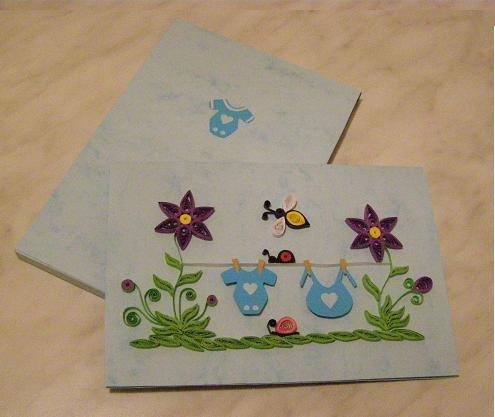 k narodeniu chlapčeka, Pohľadnice, Scrapbook, Quilling, radkasos, 1