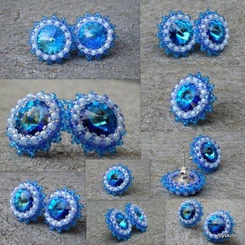 Swarovski rivoli puzety - Bermuda Blue, Ag, Korálky, poki, 1