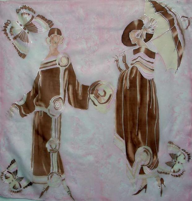 dámy a motýle, Maľovaný textil dámy a motýle, Maľovaný textil, airamti, 1