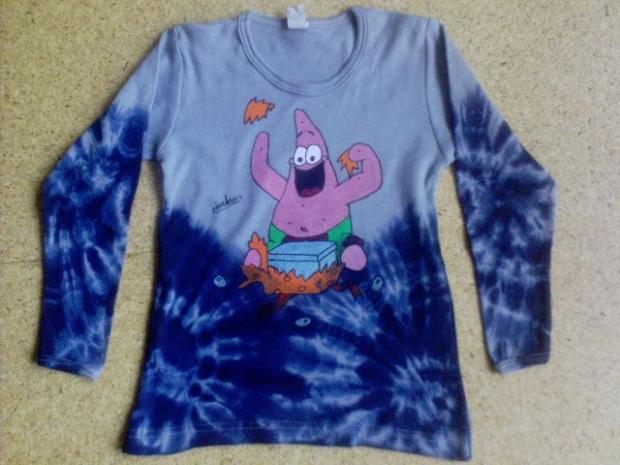 Tričko Spong-bobov kamoš Patrik, Maľovaný textil, Iveta, 1