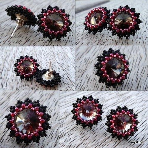 Swarovski rivoli puzety - Black Diamond, Ag, poki, 1