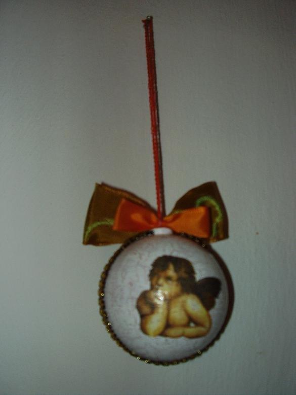 Vianočná guľa z polystyrénu zdobená decoupage technikou, MARTINKA-SKA, 1