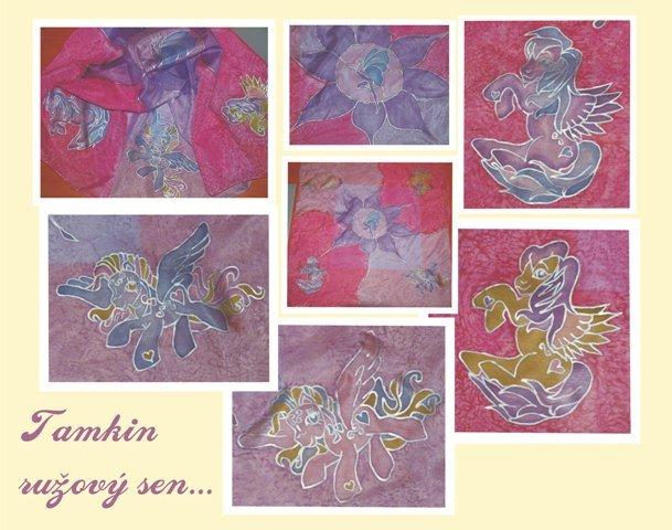 Tamkin ružový sen..., Maľovaný textil Tamkin ružový sen..., Maľovaný textil, java, 1