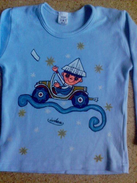 Večerníček na autíčku, Maľovaný textil Večerníček na autíčku, Maľovaný textil, Iveta, 1