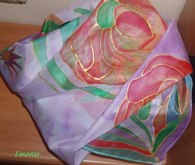 tajná záhrada, Maľovaný textil tajná záhrada, Maľovaný textil, pomaranda, 1