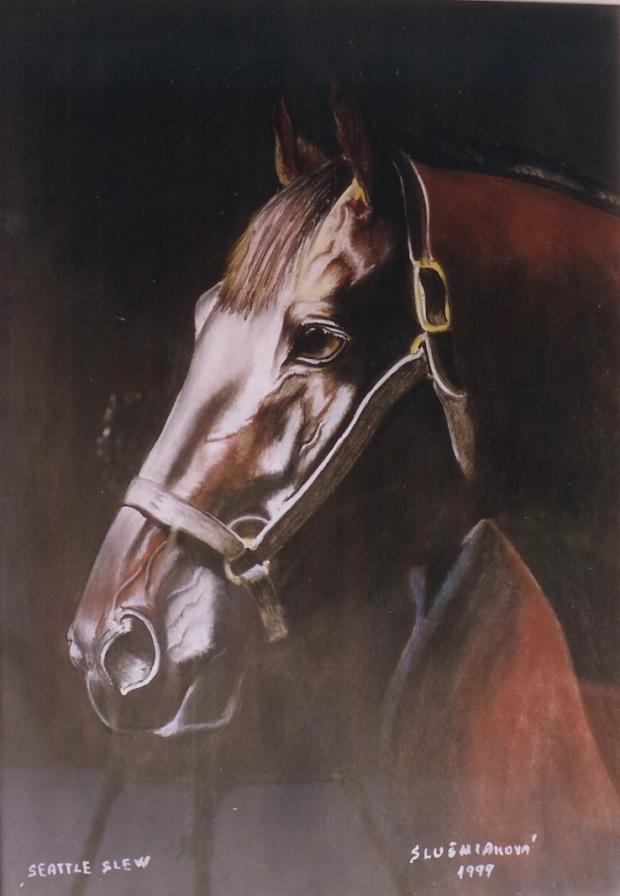 SEATTLE SLEW.PORTRET PLEMENNEHO ZREBCA., Maľovanie, , 1