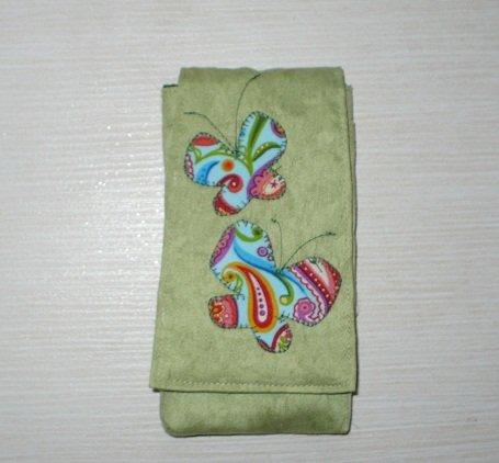 puzdro na mobil zelenkavé, Patchwork, Cmarky, 1