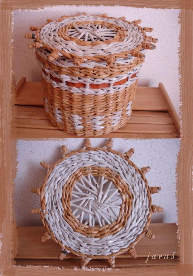 Bielo-kremovy kosik, Papierové pletenie Bielo-kremovy kosik, Papierové pletenie, JARUŠ, 1