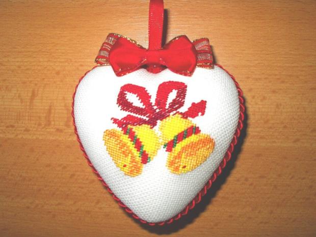 Vánoční srdíčko na stromeček, Falošný patchwork Vánoční srdíčko na stromeček, Falošný patchwork, Zdeňka-, 1
