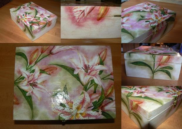 porcelánová ľaliová krabička na čajíky, Servítková technika porcelánová ľaliová krabička na čajíky, Servítková technika, andrea35, 1