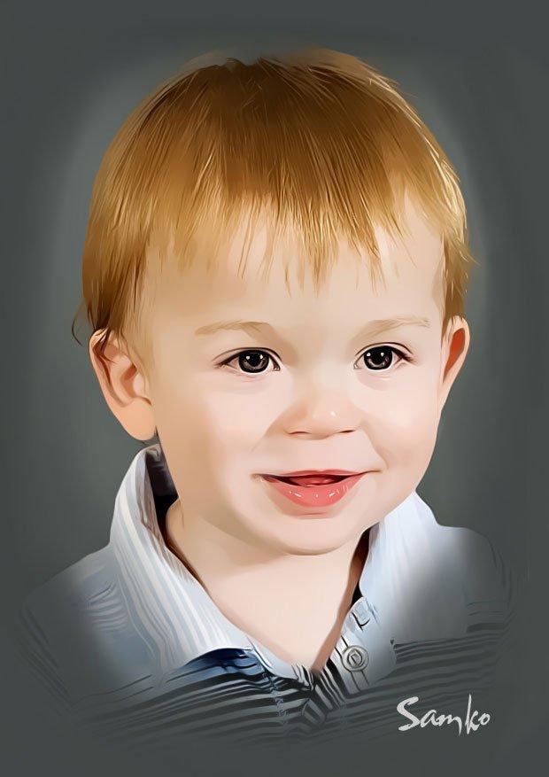 Portrét - Chlapec, Maľovanie Portrét - Chlapec, Maľovanie, Photopainting, 1