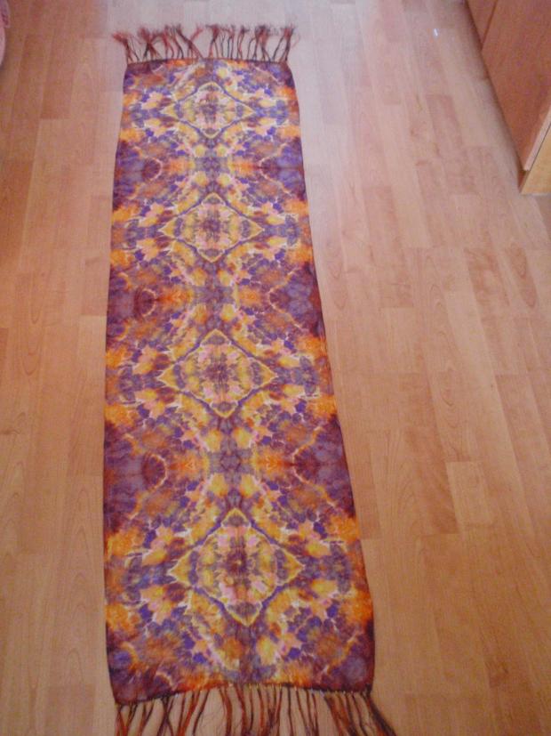 Batikovnie shibori - jesenný šál, Papierové pletenie, Gama, 1