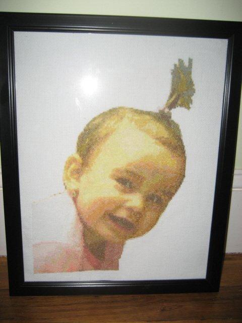 moj prvy vysivany portret, Vyšívanie, blumka, 1