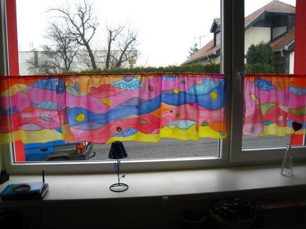 Záclonky, Maľovaný textil Záclonky, Maľovaný textil, tali, 1
