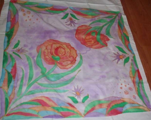 tajná záhrada, Maľovaný textil tajná záhrada, Maľovaný textil, pomaranda, 1