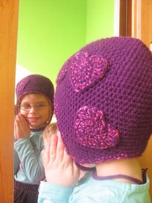 Srdiečková háčkovaná čiapka, Háčkovanie, gaga, 1