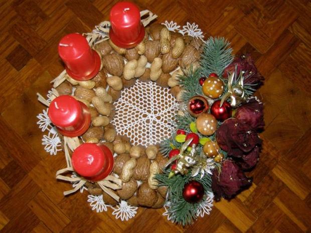 Adventný veniec - červený, Aranžovanie Adventný veniec - červený, Aranžovanie, MARTINA D., 1