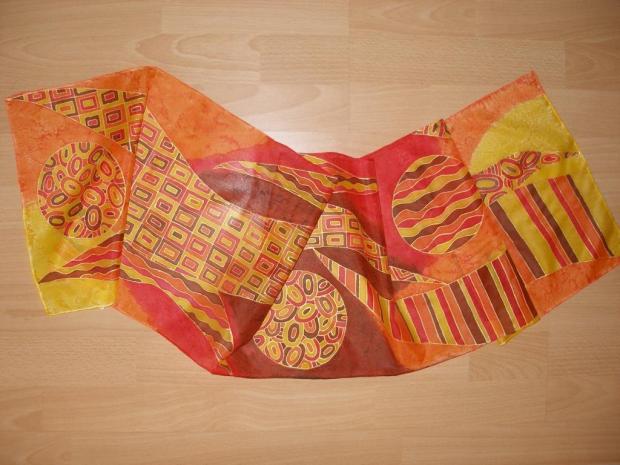 Šál , Maľovaný textil, modralentila, 1
