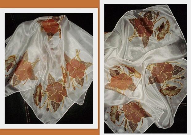 Jesenné kvety, Maľovaný textil Jesenné kvety, Maľovaný textil, janica3331, 1
