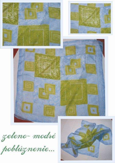zeleno. modré poblúznenie...., Maľovaný textil zeleno. modré poblúznenie...., Maľovaný textil, java, 1
