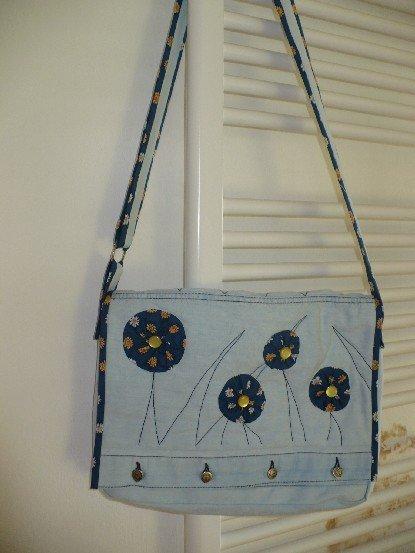 taška modrá kytička, Patchwork, Cmarky, 1