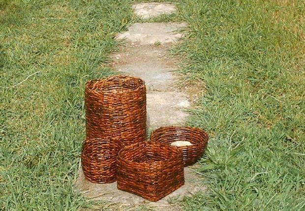 moje papierové košíky, Pletenie z pedigu, ajkakri, 1