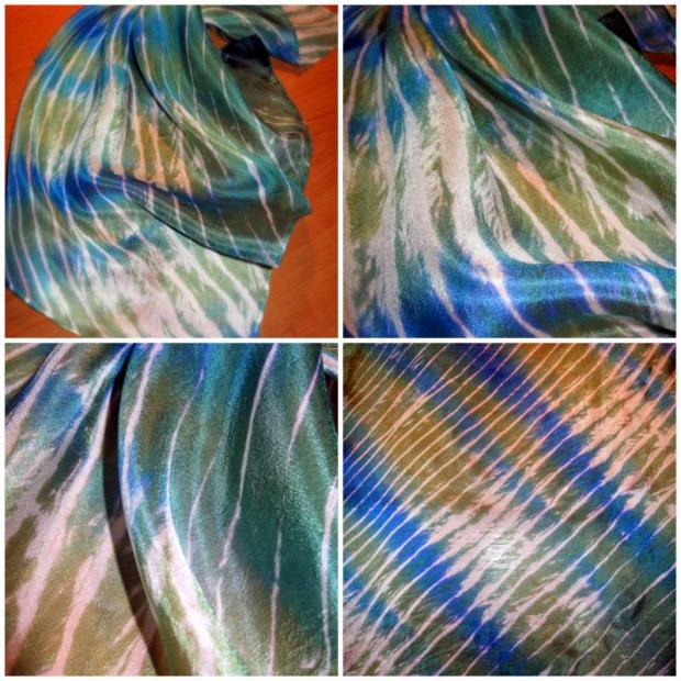 hod/vábenie/ X.- araši šibori, Maľovaný textil hod/vábenie/ X.- araši šibori, Maľovaný textil, vinička, 1